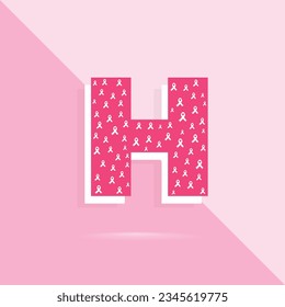 Pink color letter h logo and icon for breast cancer awareness month