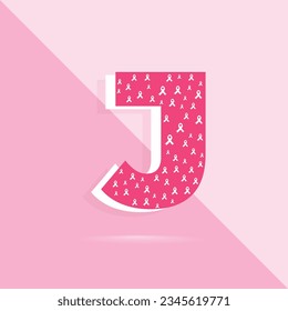 Pink color letter j logo and icon for breast cancer awareness month