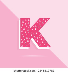 Pink color letter k logo and icon for breast cancer awareness month