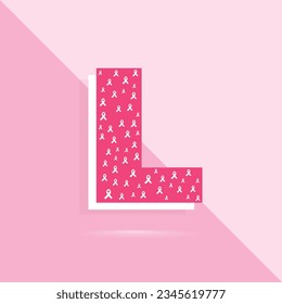 Pink color letter l logo and icon for breast cancer awareness month