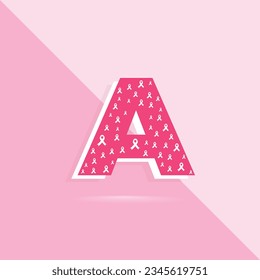 Pink color letter a logo and icon for breast cancer awareness month