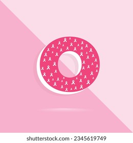 Pink color letter o logo and icon for breast cancer awareness month