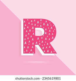 Pink color letter r logo and icon for breast cancer awareness month