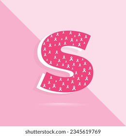 Pink color letter s logo and icon for breast cancer awareness month