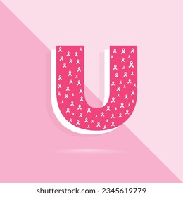 Pink color letter u logo and icon for breast cancer awareness month