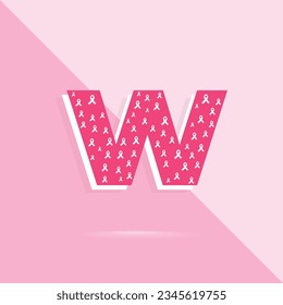 Pink color letter w logo and icon for breast cancer awareness month