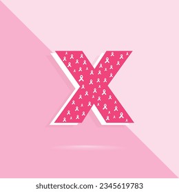 Pink color letter x logo and icon for breast cancer awareness month