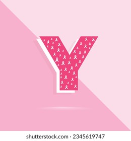 Pink color letter y logo and icon for breast cancer awareness month