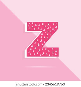 Pink color letter z logo and icon for breast cancer awareness month