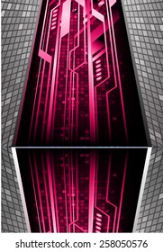 Pink color Light Abstract Technology background for computer graphic website internet and business. black silver tables mosaic background. 