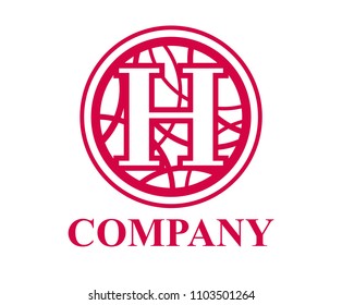 pink color logo symbol type letter h initial business logo design idea illustration shape in circle with beautiful curvy oval line art for premium corporate