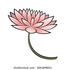 pink color lotus flower vector icon isolated on white