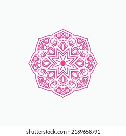Pink color mandala pattern design with vector template