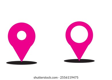 Pink color map pin location icon. vector isolated on background.