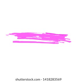 Pink color marker scribble line or stain realistic style, vector illustration isolated on white background. Purple hand drawn highlighter pen stroke or felt tip trace