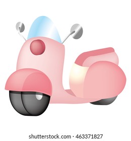 pink color mortor cycle, motorbike, scooter illustration vector image