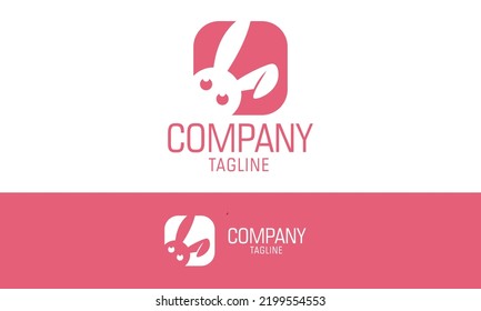 Pink Color Orange Bunny Cartoon App Logo Design