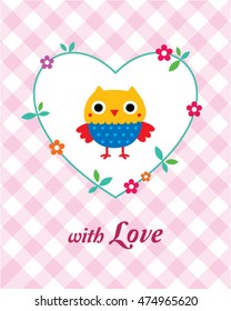 pink color owl card