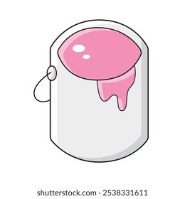 Pink color paint can isolated vector illustration