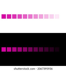 Pink color palette fading into transparency. Pink color spectrum