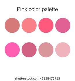 Pink color palette. Swatch guide, decoration, scheme. Vector.