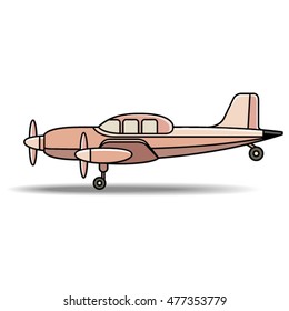 pink color propeller aircraft-vector drawing