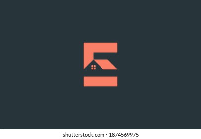 pink color real estate home logo design in letter E shape