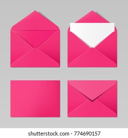 Pink color realistic envelope mockup