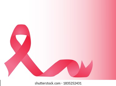 Pink Color Ribbon Vector Design In Light Pink Background. Symbol For Breast Cancer Month October. 