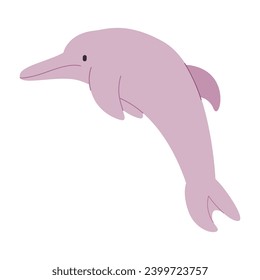 pink color river dolphin cute adorable friendly mammal animal with jump pose beautiful creature