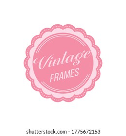 Pink color Round Label and Sticker. Vector graphic in white background.