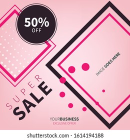 PINK color Sales banner for cosmetics and clothing, annual report , brochure flyer template business advertisement, magazine cover layout in vector eps 10 