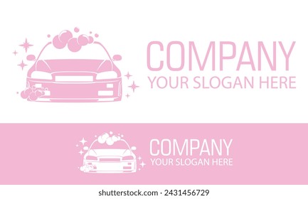 Pink Color Shiny Automotive Car Wash Logo Design