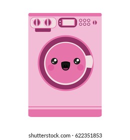 pink color silhouette of cartoon washing machine vector illustration
