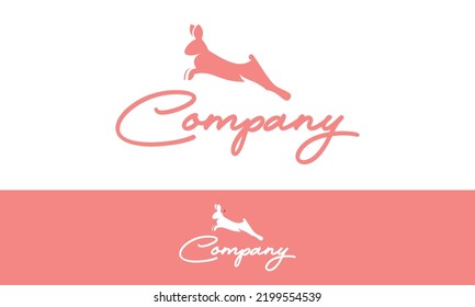 Pink Color Simple and Minimalistic Rabbit Logo Design