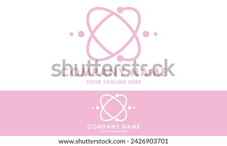 Pink Color Simple Shape Atom Intial Letter M Logo DesignPink Color Simple Shape Atom Initial Letter M Logo Design