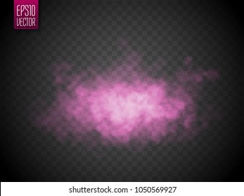 Pink color smoke isolated. Bright vector cloudiness, mist or smog background. Vector illustration