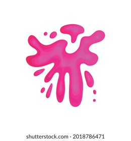 Pink Color Splash - Abstract Pain Splatter Design Isolated On White Background. Dynamic Liquid Blob Shape With Messy Dripping Effect, Vector Illustration.