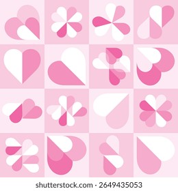 Cuadrado de color rosa con el corazón en el interior sin patrón. Textura repetida cuadrada de color rosa.