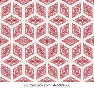 Pink color. The three-dimensional cube optical illusion. Vector illustration. For the design, printing, Wallpaper.