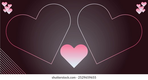 Pink color two Heart background vector