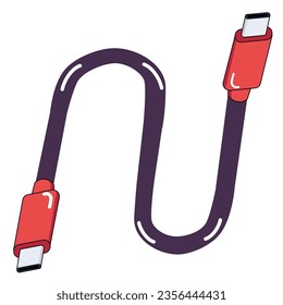 Pink color type C usb cables to type C isolated on white background
