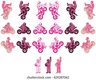 A pink color variations set at the motorcycle of Street Fighter type.
