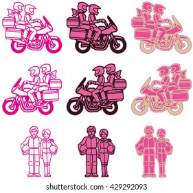 A pink color variations set at the motorcycle of Adventure type.