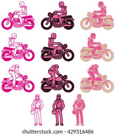 A pink color variations set at the motorcycle of Old Look type.