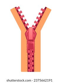 Pink color zipper and puller vector illustration isolated on white background