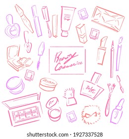 Pink colorCosmetic illustration material or seamless pattern