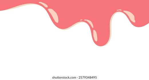 pink colored abstract dripping pattern for packaging design. cartoon style melted flowing strawberry cream.