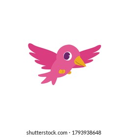 Pink colored Bird. flying Concept vector 