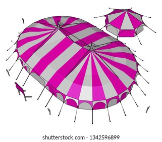 Pink colored circus tent top view looking very beautiful diverse entertainment shows performed under this roof vector color drawing or illustration